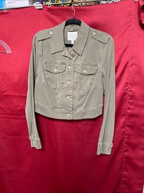 #O 006 size 0 Torrid Olive Green Utility Cropped Jacket